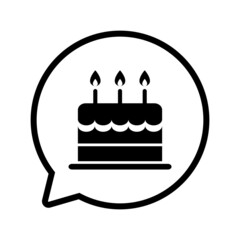chat bubble with birthday cake icon vector