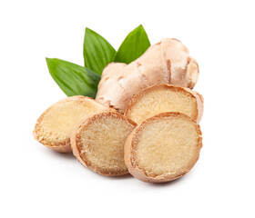 Ginger root slick with leaves