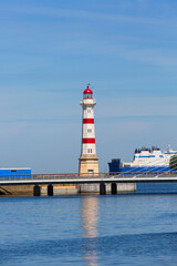 Lighthouse in the port on the Baltic Sea, Malmo, Sweden - obrazy, fototapety, plakaty