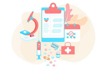 Medical drugs, pill, medical pills, bottle pills, capsule and medicine. Flat vector illustration design concept of healthcare and medicine. Medical support, medication shopping, pharmacy, drug store.	