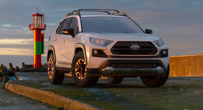 Toyota RAV4 Adventure on a seascape background
