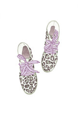 fashionable designer leopard print boots with laces. watercolor fashion illustration