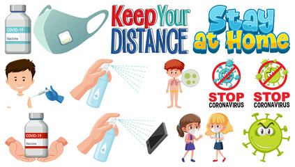 Cartoon character and Coronavirus vaccination isolated objects