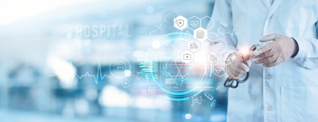 Healthcare business and insurance, Doctor diagnosing serving best quality service to patients and...