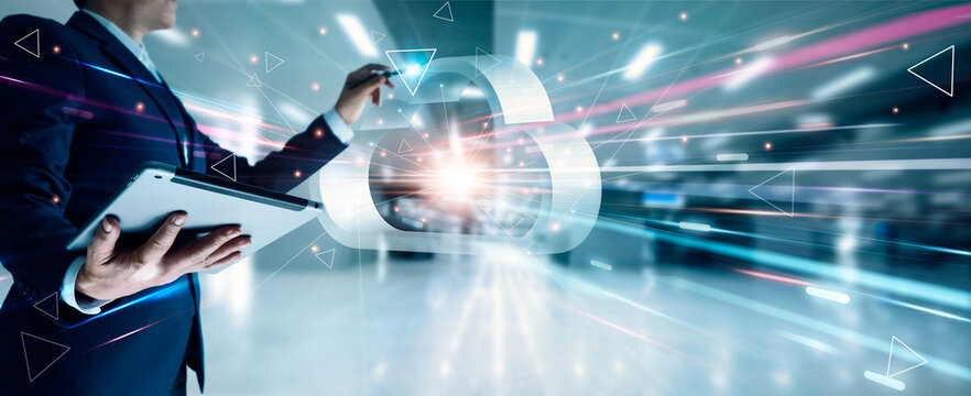 .Businessman touching connect to data information on cloud  computing network and technology of connectivity, Cloud computing and network security concept.