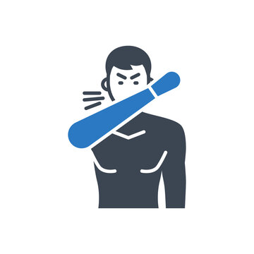 recommend clip art: Cough related vector glyph icon. Man coughs at the bend of the elbow. Cough sign. Isolated on white background. Editable vector illustration