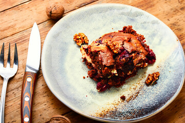 Marble cake with cherries.