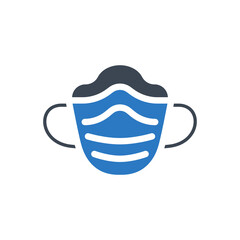 Medical mask related vector glyph icon. Medical mask sign. Isolated on white background. Editable vector illustration