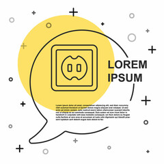 Black line Electrical outlet icon isolated on white background. Power socket. Rosette symbol. Random dynamic shapes. Vector