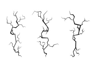 Ground Cracked Surface Set. Damaged Texture. Vector