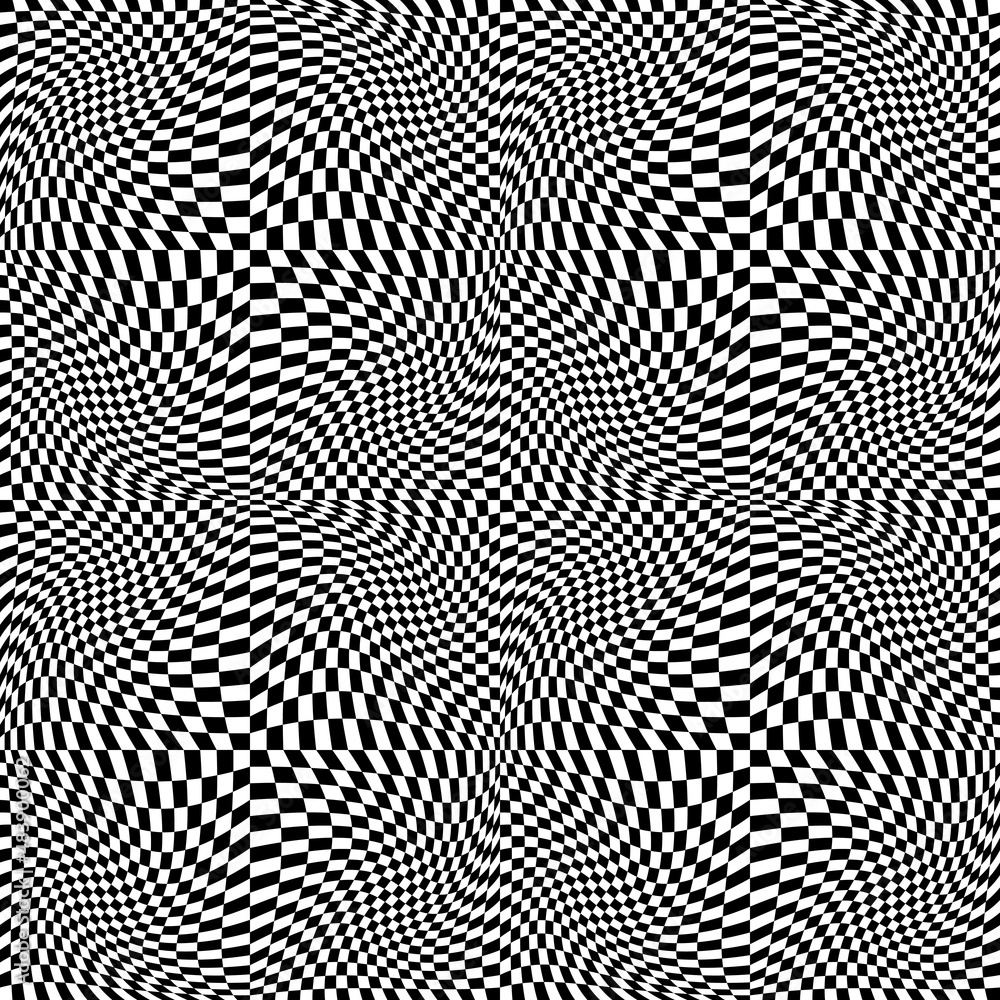 Poster chess canvas or racing flag curly and seamless texture. wavy texture squares pattern.