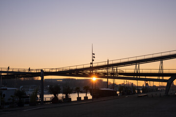 Fototapeta na wymiar Bridge over the Seine river at sunrise