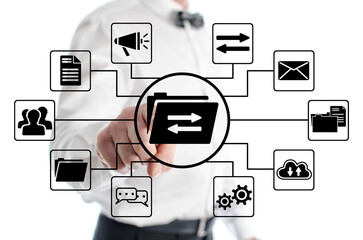 Data exchange concept shown by a man