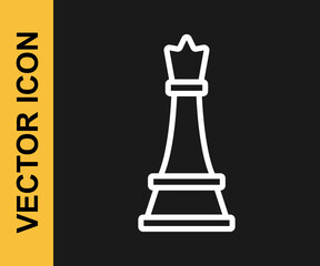 White line Chess icon isolated on black background. Business strategy. Game, management, finance. Vector