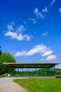 Germany, Bavaria, Starnberg, Summer sky over excavation site of Villa Rustica