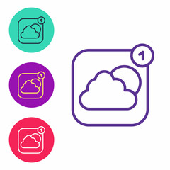 Set line Weather forecast app icon isolated on white background. Set icons colorful. Vector