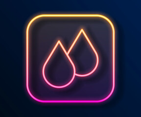 Glowing neon line Water drop icon isolated on black background. Vector