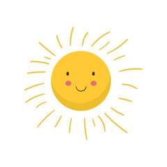 cut Sun icon vector for your web design, logo. illustration. cartoon flat. the sun is smiling