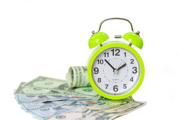 Alarm clock and dollars a time to earn money.