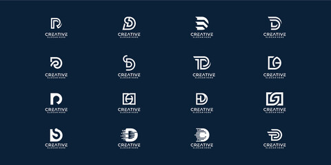 set of creative monogram letter D logo design template