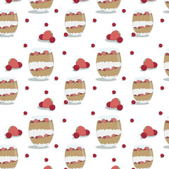 sweet dessert of cream and summer berries in a glass