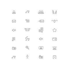 Set of 24 icons for Ui and web. Vector line icons.