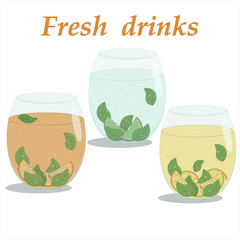 glasses of carbonated drinks