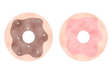 set of two watercolor donuts