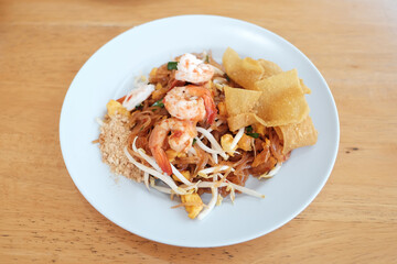 Thai food style, Pad Thai, Stir-fried rice noodles, Is one of Thailand's national main dish