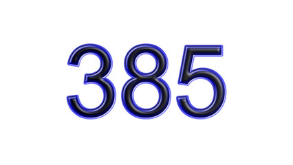 blue 385 number 3d effect white background