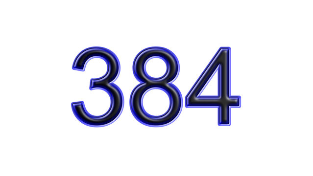 blue 384 number 3d effect white background