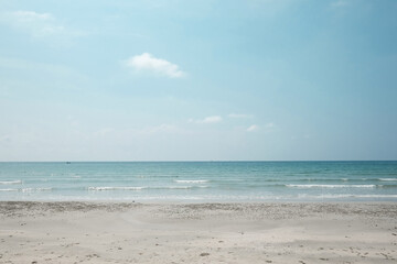 Fototapeta na wymiar Empty sea and beach background, Beach blue sea and sky at Rayong Thailand