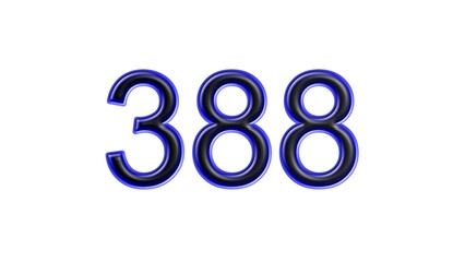blue 388 number 3d effect white background