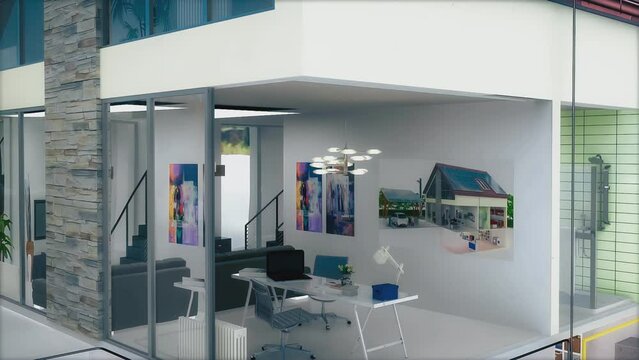 Flug in ein "Energiehaus" als Endlosscheife