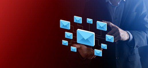 Email marketing and newsletter concept.Contact us by newsletter email and protect your personal...