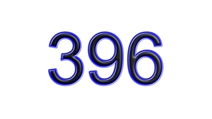 blue 396 number 3d effect white background
