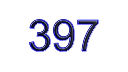 blue 397 number 3d effect white background