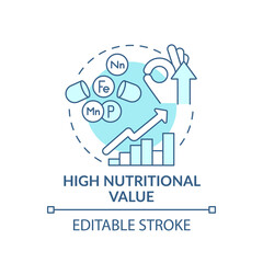 High nutritional value turquoise concept icon. Advantages of UHT milk abstract idea thin line illustration. Isolated outline drawing. Editable stroke. Arial, Myriad Pro-Bold fonts used