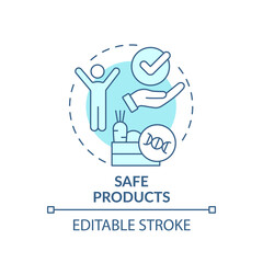 Safe products turquoise concept icon. Genetically modified food. Advantages of gmo abstract idea thin line illustration. Isolated outline drawing. Editable stroke. Arial, Myriad Pro-Bold fonts used