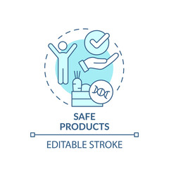 Obraz premium Safe products turquoise concept icon. Genetically modified food. Advantages of gmo abstract idea thin line illustration. Isolated outline drawing. Editable stroke. Arial, Myriad Pro-Bold fonts used