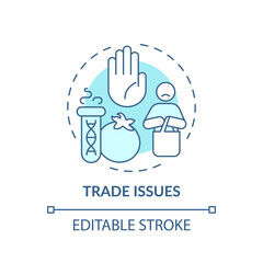 Trade issues turquoise concept icon. Consumers avoid gm product. Disadvantages of gmo abstract idea thin line illustration. Isolated outline drawing. Editable stroke. Arial, Myriad Pro-Bold fonts used