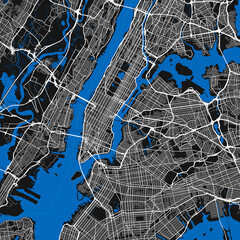 New York City street map. Raster colorful illustration.