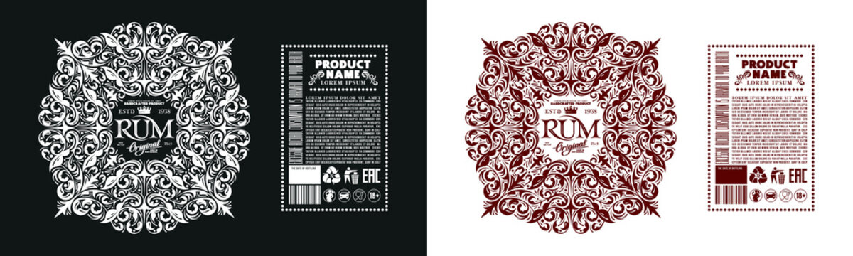Template decorative label for rum