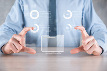 Business developer hand using board framework on virtual modern computer showing innovation Agile...