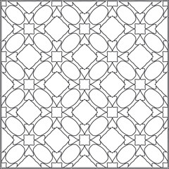 Fototapeta premium Vector pattern with symmetrical elements . Repeating geometric tiles from striped elements.Monochrome texture.Black and white pattern for wallpapers and backgrounds.line art.