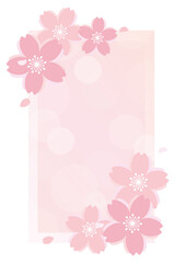 桜の淡いフレーム　縦の長方形