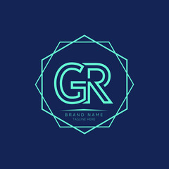 Creative GR initial letter logo design elements. Modern Minimalist business letter logo vector design template.