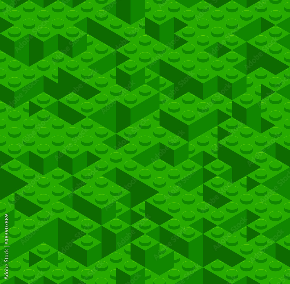 Poster plastic constructor game seamless pattern. vector toy brick texture background.