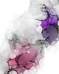 Abstract pink purple grey liquid fluid art alcohol inks splash background 