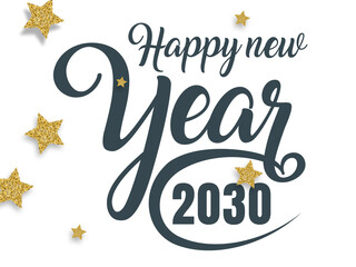 2030 Happy New Year in golden design, Holiday greeting card design